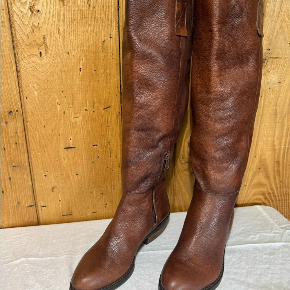 Arturo Chiang Tall Brown Leather Riding Boots 5.5 M - Picture 12 of 14